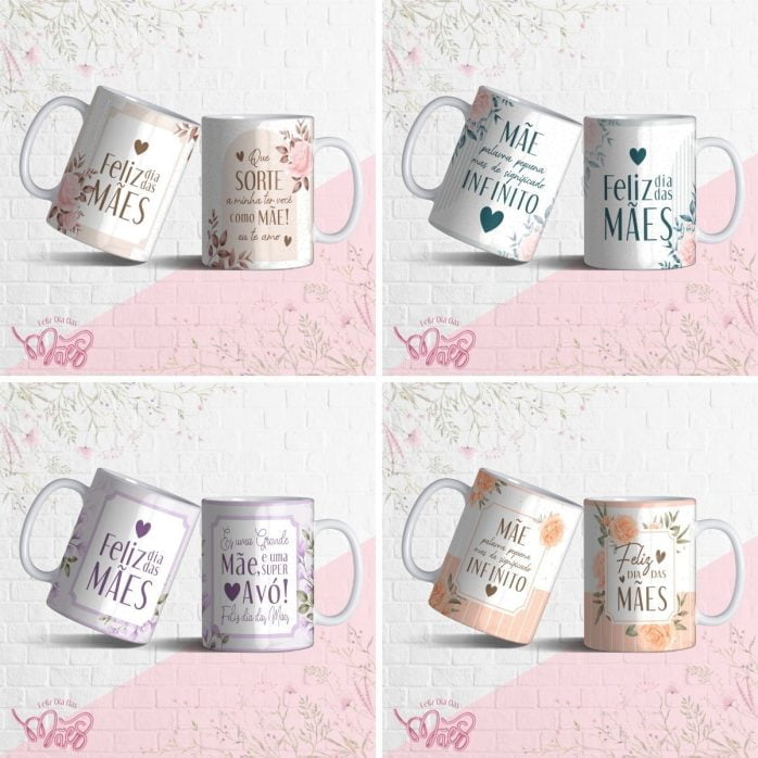 Estampas Caneca Dia Das Mães Flores Editável Em Corel Draw