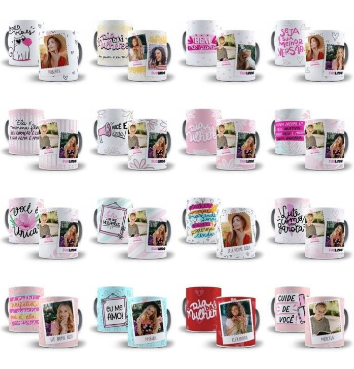 Estampas Caneca Dia Das Mulheres Força Fé Coragem Cdr Corel