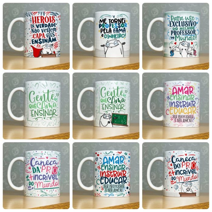 Estampas Caneca Dia dos professores 2023 Florks Fofos Frases