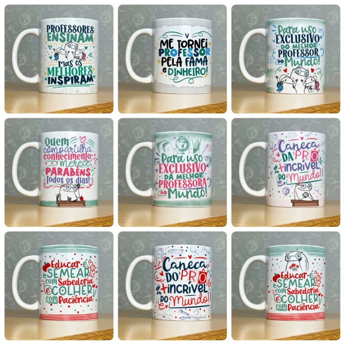 Estampas Caneca Dia dos professores 2023 Florks Fofos Frases