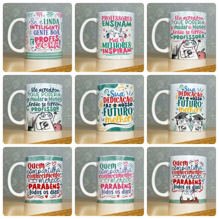 Estampas Caneca Dia dos professores 2023 Florks Fofos Frases