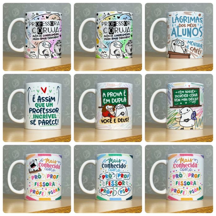 Estampas Caneca Dia dos professores 2023 Florks Fofos Frases