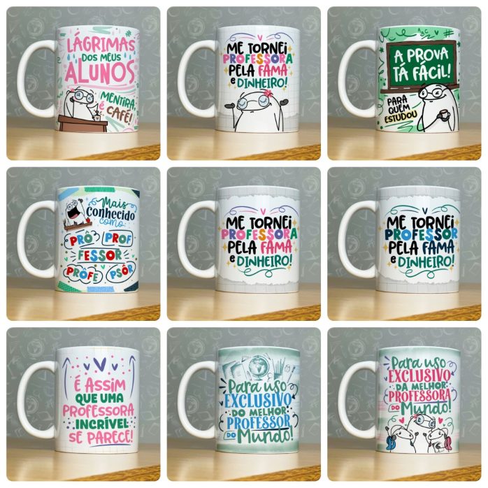 Estampas Caneca Dia dos professores 2023 Florks Fofos Frases
