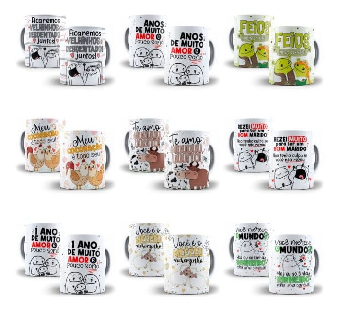 Estampas Caneca Flork Dia Dos Namorados Ilustrações E Frases