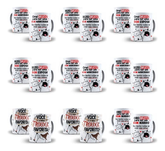 Estampas Caneca Flork Dia Dos Namorados Ilustrações E Frases