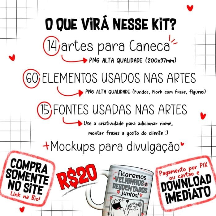 Estampas Caneca Flork Dia Dos Namorados Ilustrações E Frases