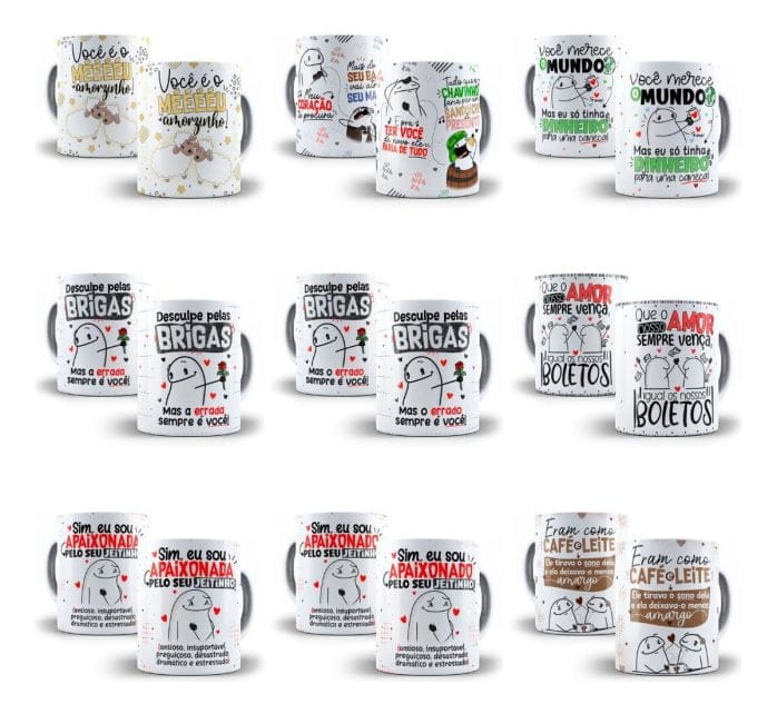 Estampas Caneca Flork Dia Dos Namorados Ilustrações E Frases