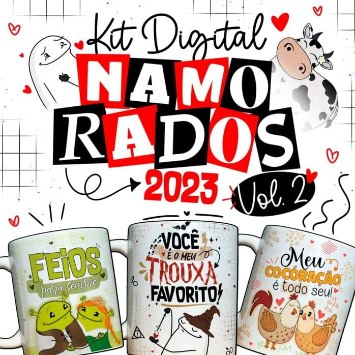 Estampas Caneca Flork Dia Dos Namorados Ilustrações E Frases
