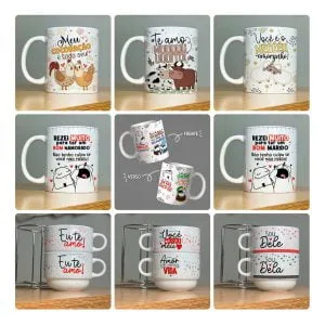 Estampas Caneca Flork Dia Dos Namorados Ilustrações E Frases