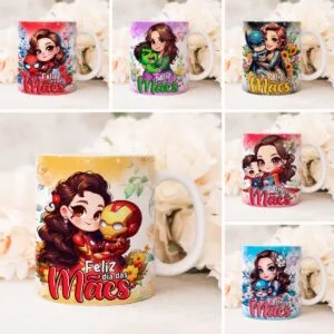 Estampas Caneca Mães Heroínas Sublimação + Ilustrações Png 8 Estampas Caneca Mães Heroínas Sublimação + Ilustrações Png