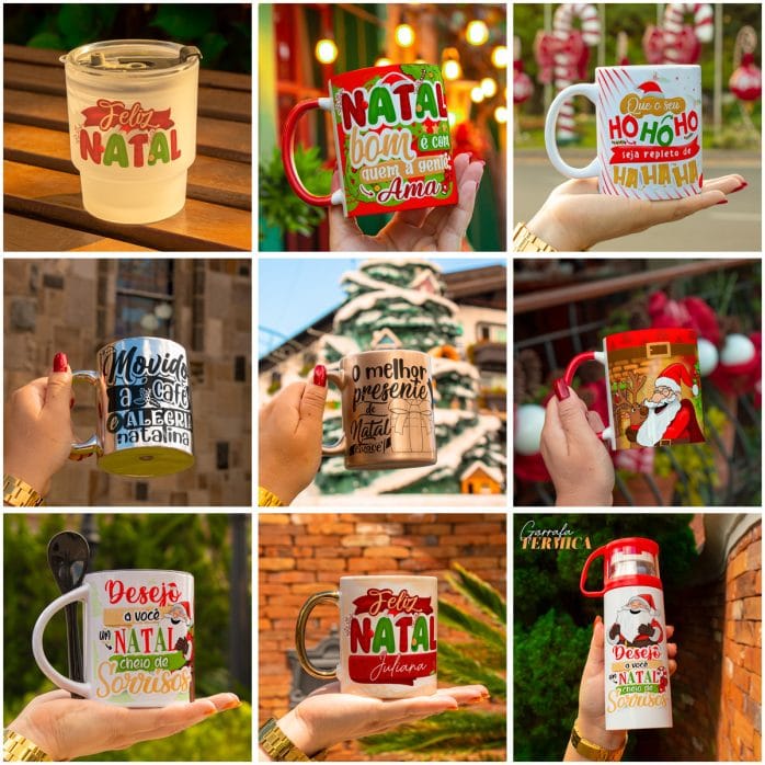 Estampas Caneca Natal Frases Natalinas Figuras Ilustrações