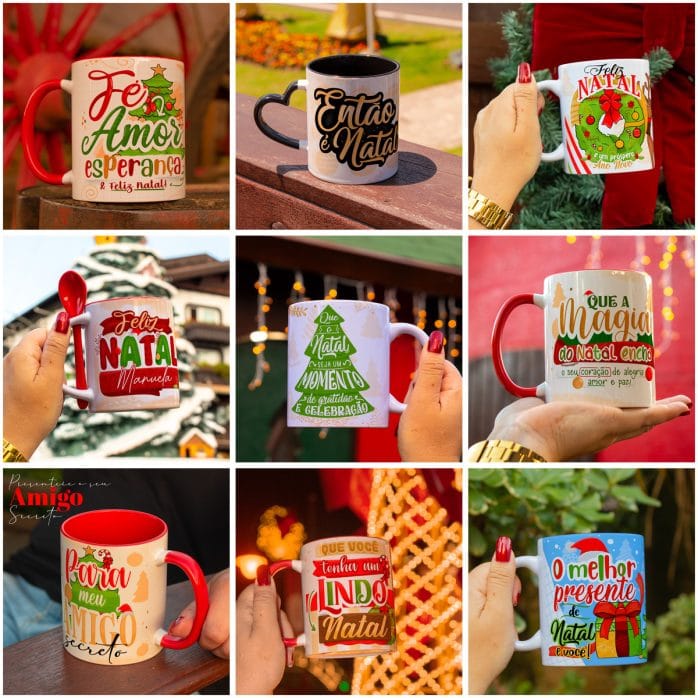 Estampas Caneca Natal Frases Natalinas Figuras Ilustrações