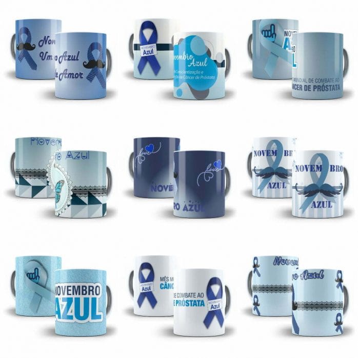Estampas Caneca Novembro Azul Sublimação Editável CDR e PSD