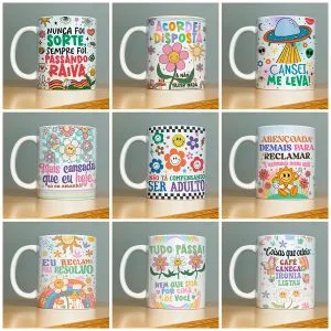 Estampas Caneca Vibes Vol. 2 Frases Engraçadas Alfinetadas