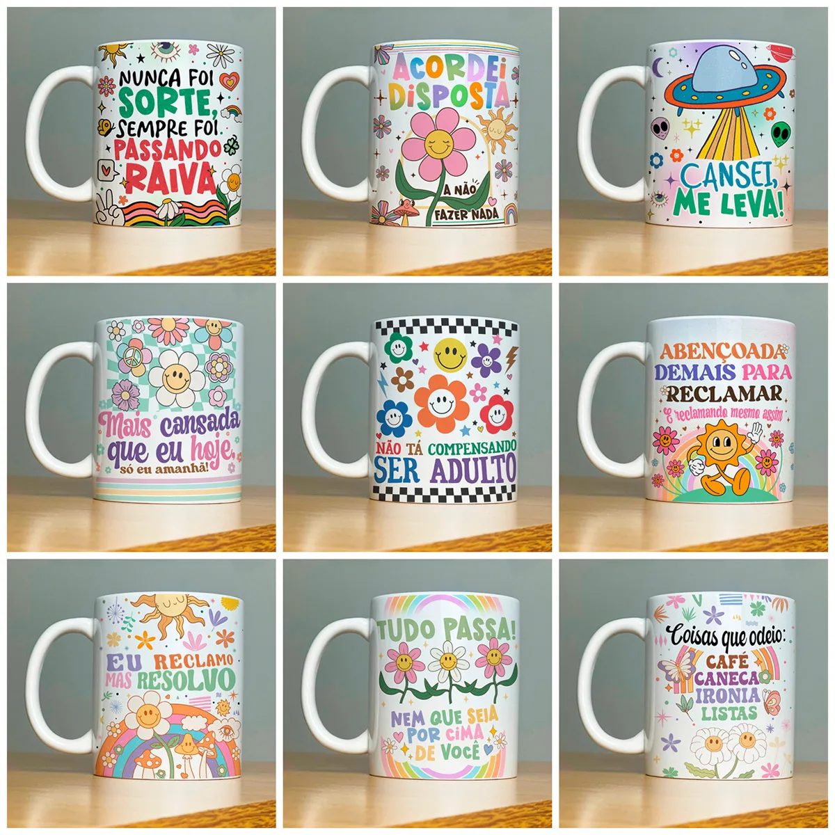 Estampas Caneca Vibes Vol. 2 Frases Engraçadas Alfinetadas