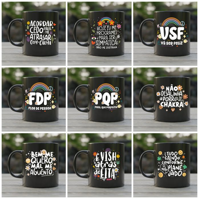 Estampas Caneca Vibes Vol.1 Frases Engraçadas Memes Irônicos