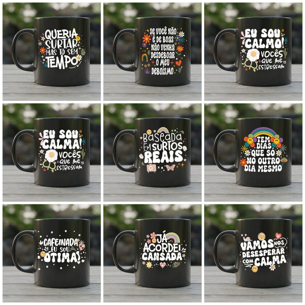 Estampas Caneca Vibes Vol.1 Frases Engraçadas Memes Irônicos | Studios Cat