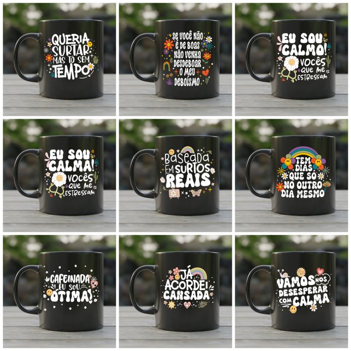 Estampas Caneca Vibes Vol.1 Frases Engraçadas Memes Irônicos