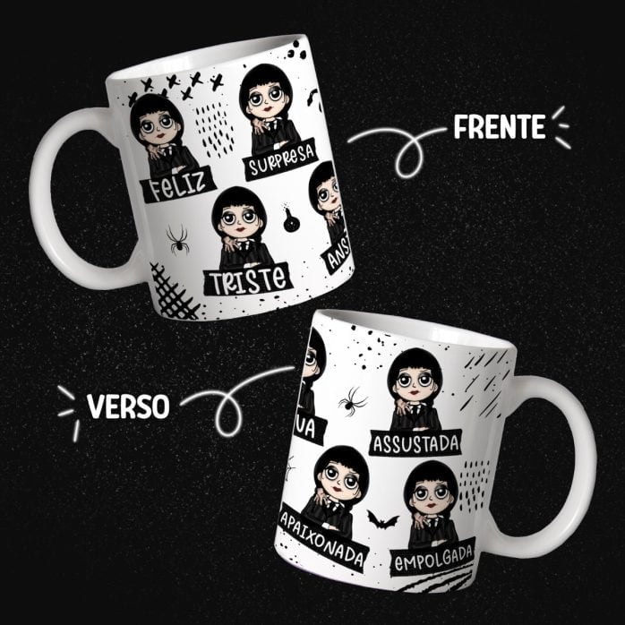 Estampas Caneca Wandinha Addams Gótica Desenho Pdf E Png