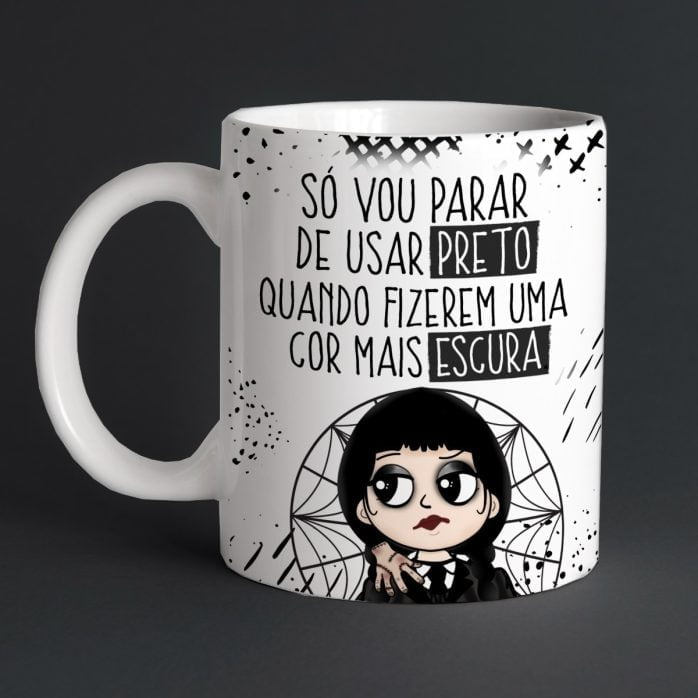 Estampas Caneca Wandinha Addams Gótica Desenho Pdf E Png