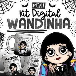 Estampas Caneca Wandinha Addams Gótica Desenho Pdf E Png