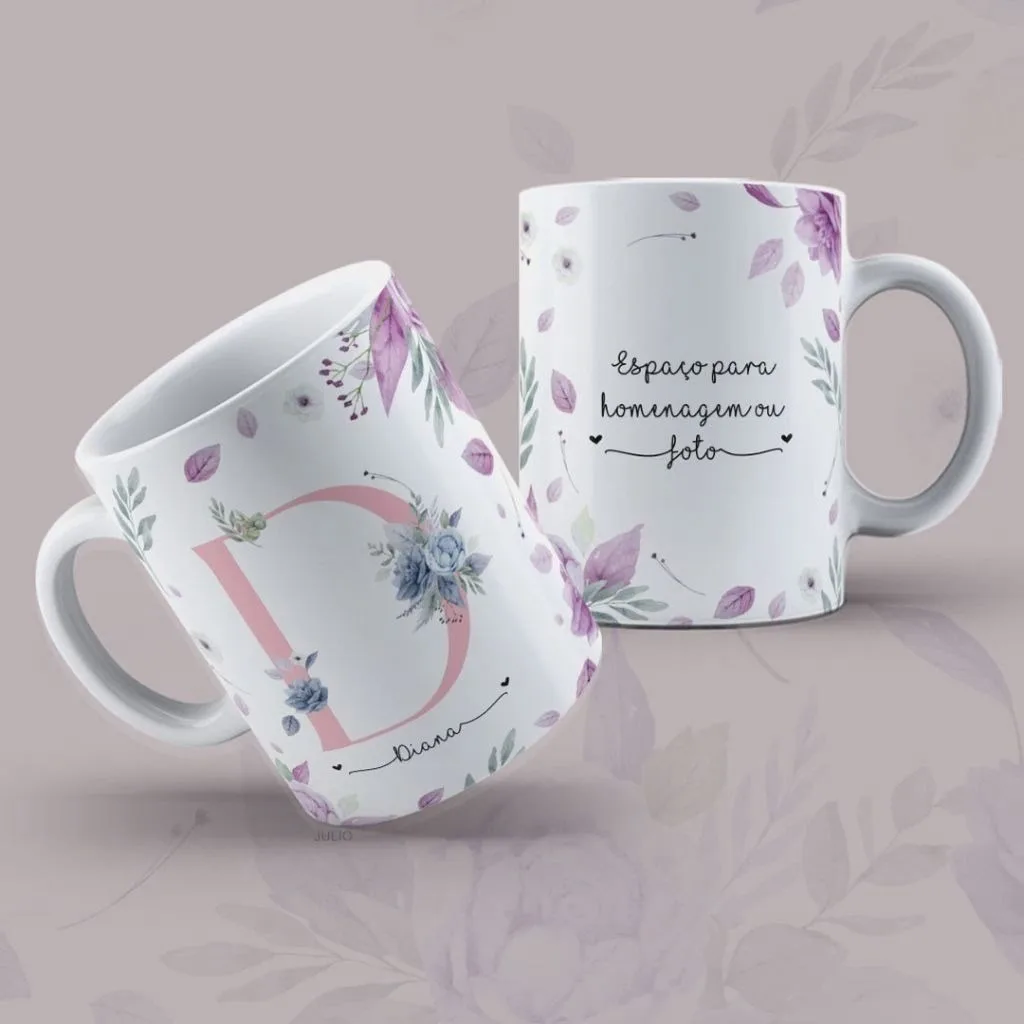 Estampas Canecas Alfabeto Floral Dia Das Mulheres Sublimação 8 Estampas Canecas Alfabeto Floral Dia Das Mulheres Sublimação