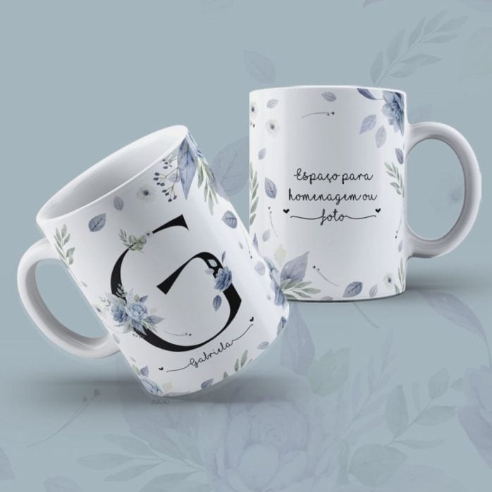 Estampas Canecas Alfabeto Floral Dia Das Mulheres Sublimação