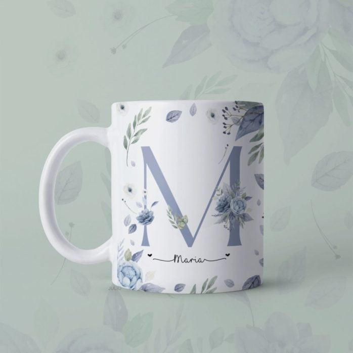 Estampas Canecas Alfabeto Floral Dia Das Mulheres Sublimação