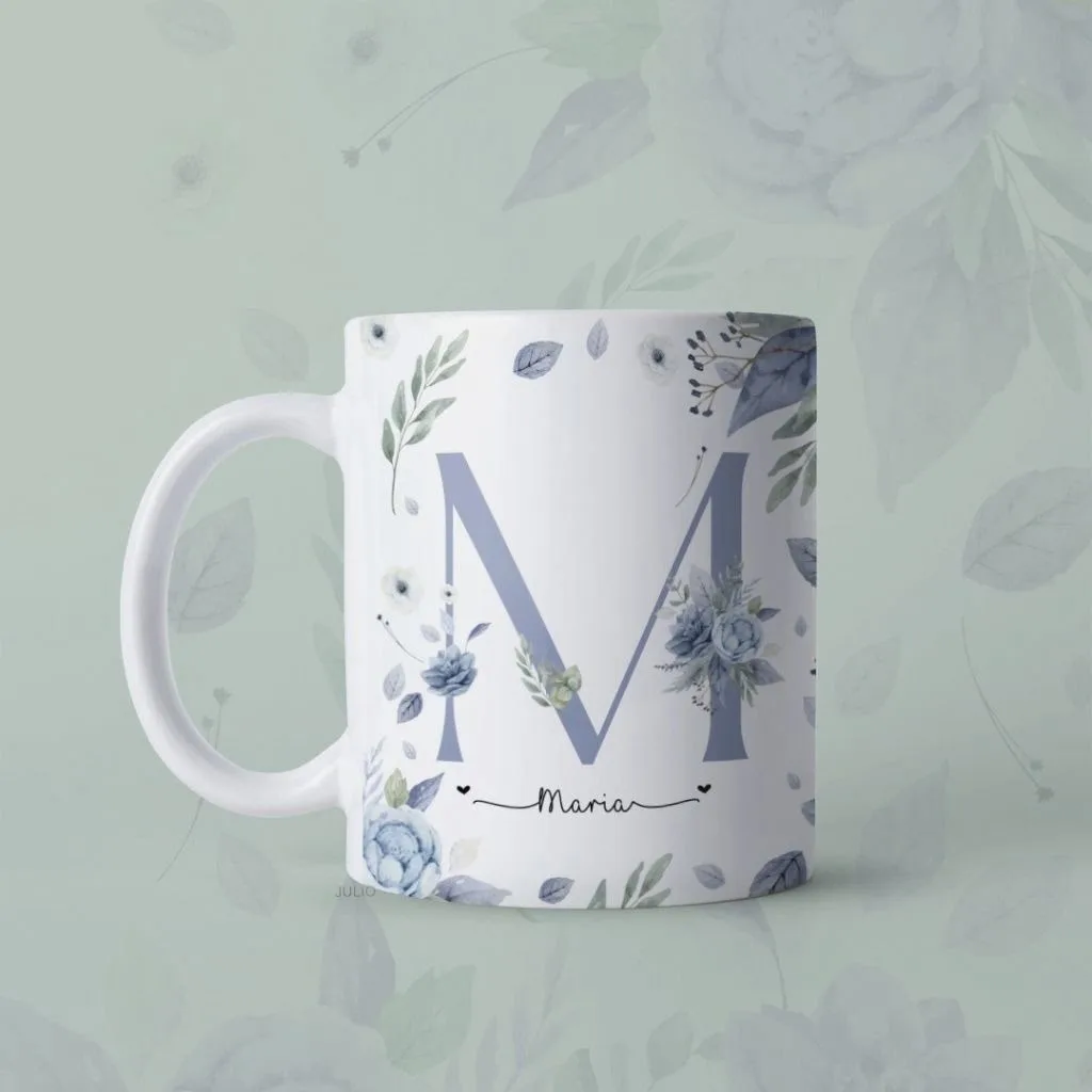 Estampas Canecas Alfabeto Floral Dia Das Mulheres Sublimação 6 Estampas Canecas Alfabeto Floral Dia Das Mulheres Sublimação