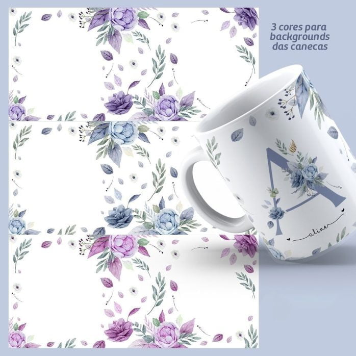 Estampas Canecas Alfabeto Floral Dia Das Mulheres Sublimação