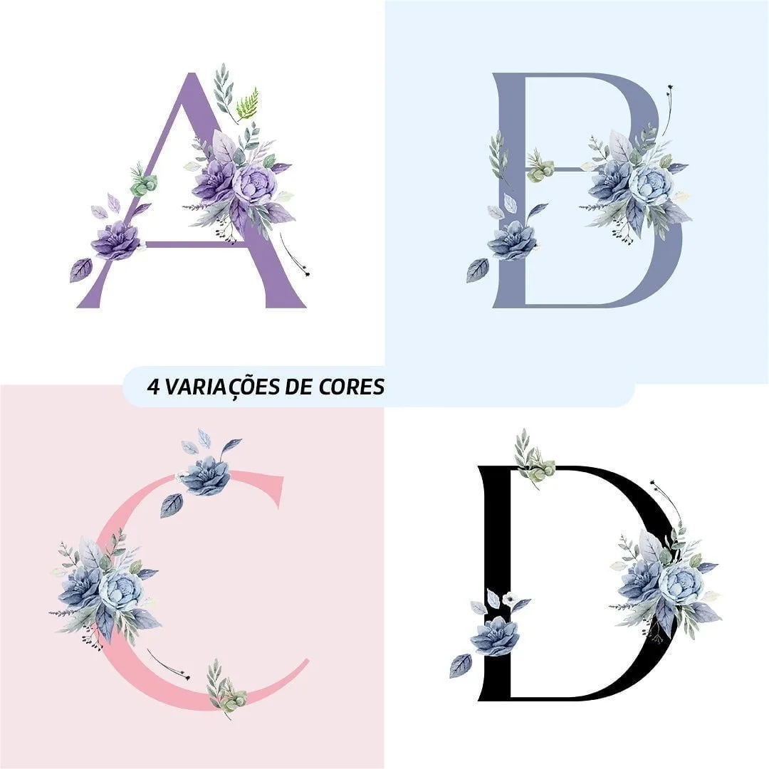 Estampas Canecas Alfabeto Floral Dia Das Mulheres Sublimação 5 Estampas Canecas Alfabeto Floral Dia Das Mulheres Sublimação