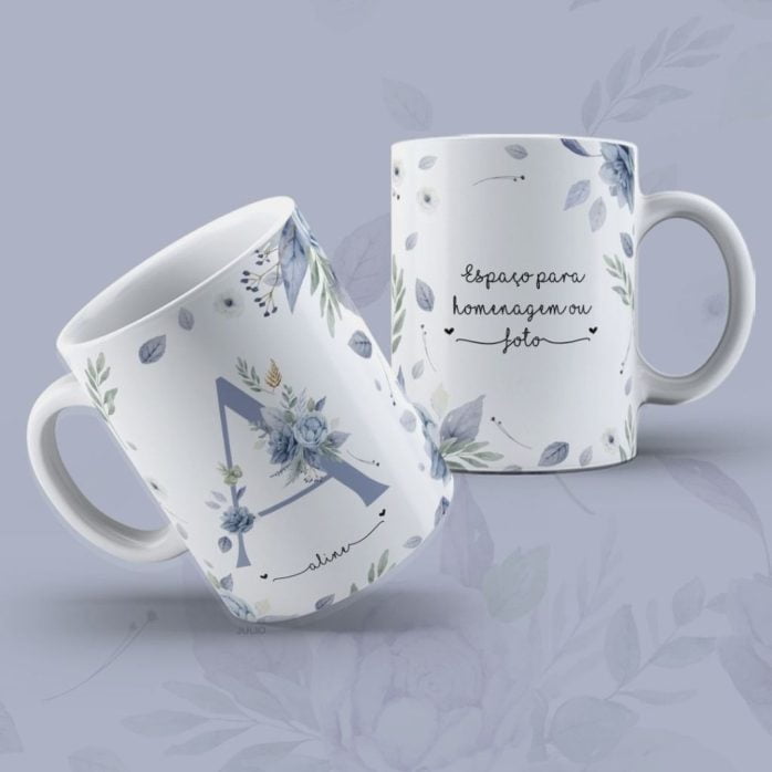 Estampas Canecas Alfabeto Floral Dia Das Mulheres Sublimação