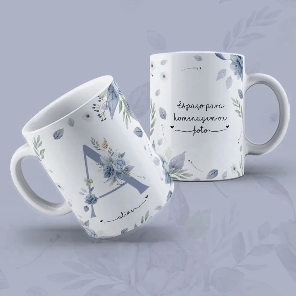 Estampas Canecas Alfabeto Floral Dia Das Mulheres Sublimação 10 Estampas Canecas Alfabeto Floral Dia Das Mulheres Sublimação
