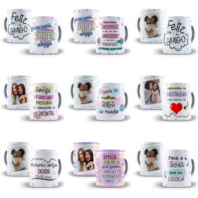 Estampas Sublimação Caneca Amigas Amizade Editáveis Corel