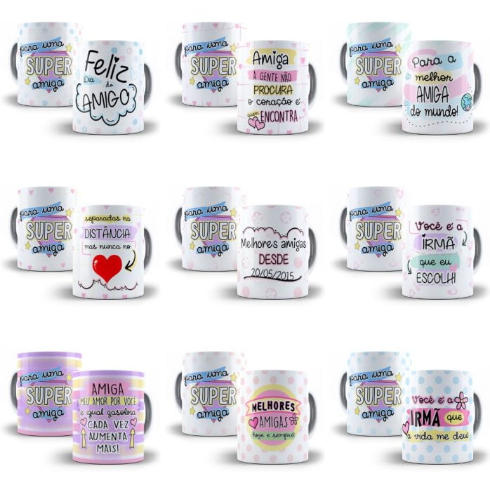 Estampas Sublimação Caneca Amigas Amizade Editáveis Corel
