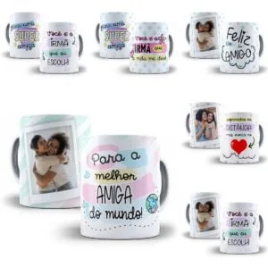 Estampas Sublimação Caneca Amigas Amizade Editáveis Corel 22 Estampas Sublimação Caneca Amigas Amizade Editáveis Corel
