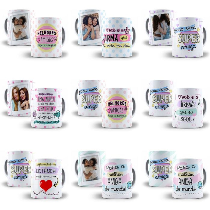 Estampas Sublimação Caneca Amigas Amizade Editáveis Corel