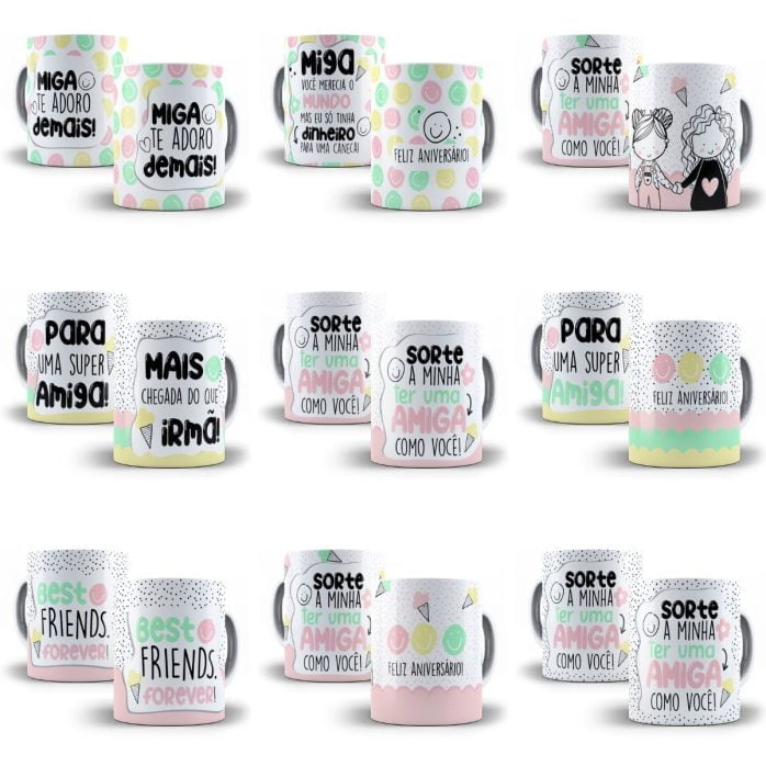 Estampas Sublimação Caneca Dia do Amigo Amizade Frases Png