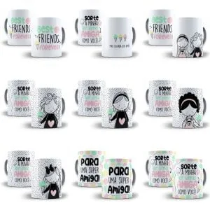 Estampas Sublimação Caneca Dia do Amigo Amizade Frases Png