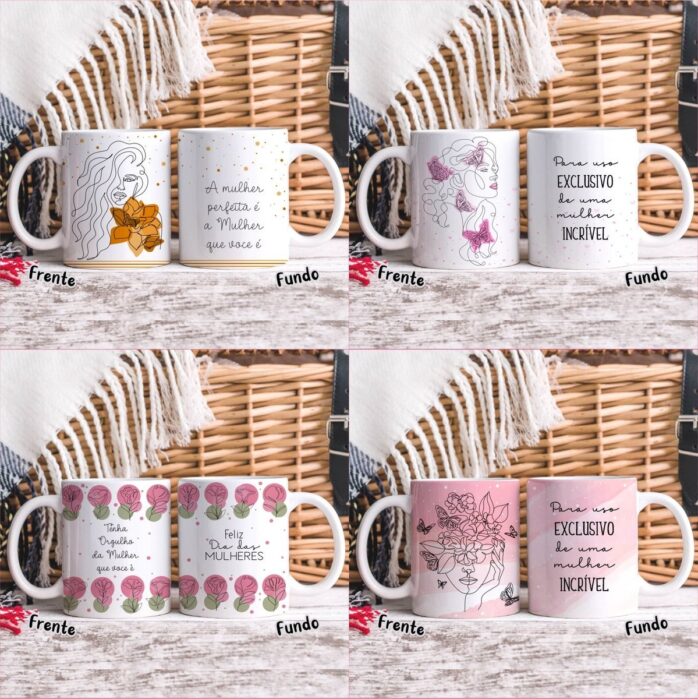 Estampas Sublimar Canecas em Linhas Dia das Mulheres