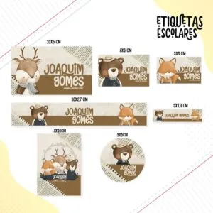 Etiqueta Escolar Animais Animais Vintage