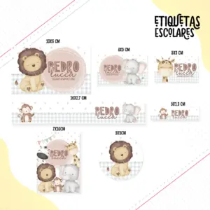 Etiqueta Escolar Animais Cute Menino 28 Etiqueta Escolar Animais Cute Menino