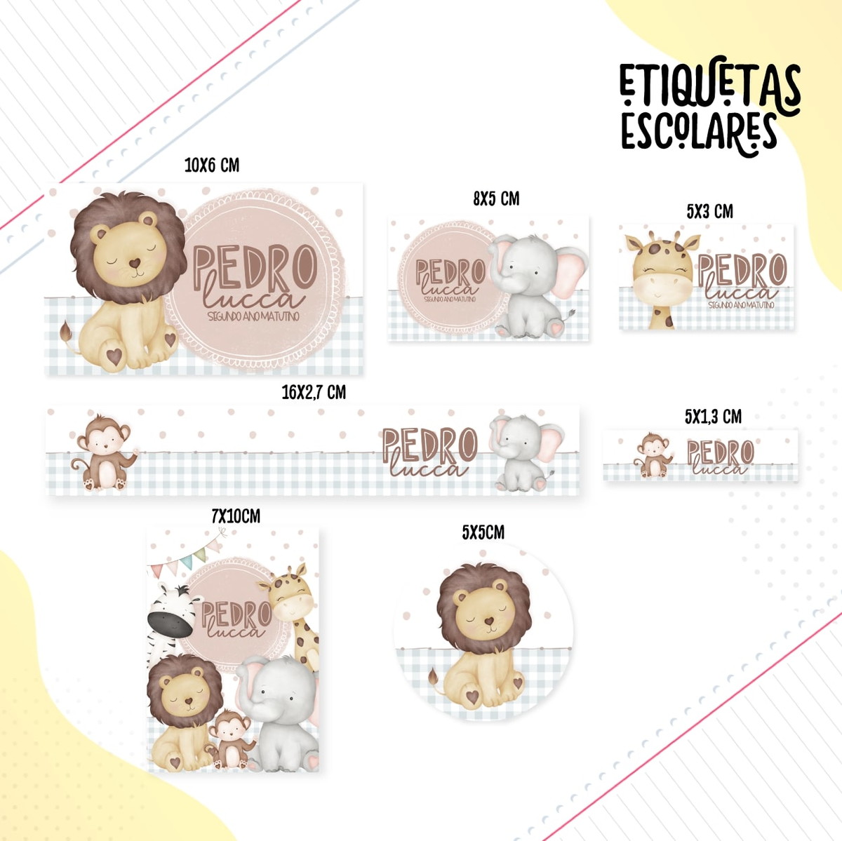 Etiqueta Escolar Menino Animais Fofos Arquivo Digital 1 Etiqueta Escolar Menino Animais Fofos Arquivo Digital