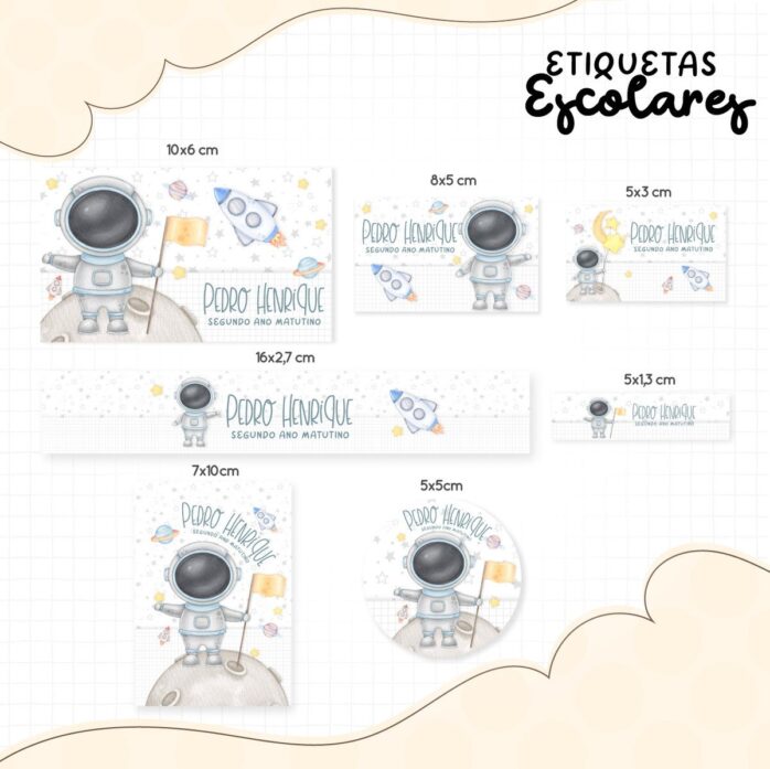 Etiqueta Escolar Astronauta 01