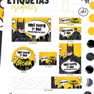 Etiquetas Batman Preto Arquivo Digital para Personalizar 5 etiqueta escolar batman preto arquivo digital