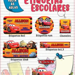 Etiqueta Escolar Carros Disney 14 Etiqueta Escolar Carros Disney