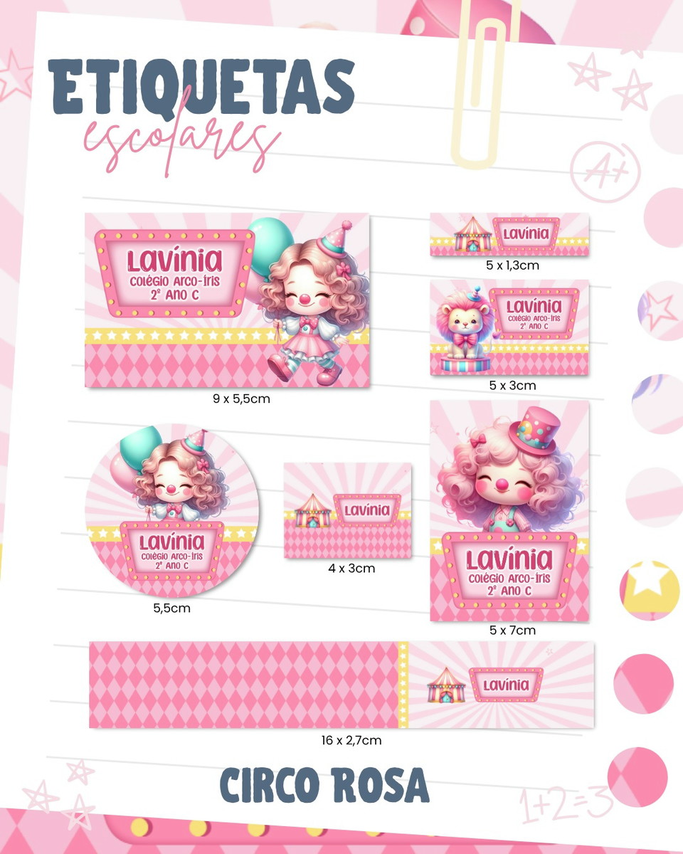 Etiquetas de Circo Rosa Arquivo Digital para Imprimir 1 Etiquetas de Circo Rosa Arquivo Digital para Imprimir