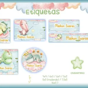 Etiqueta Escolar Dino 20 Etiqueta Escolar Dino