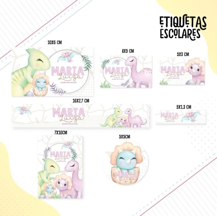 Etiqueta Escolar Dino Menina