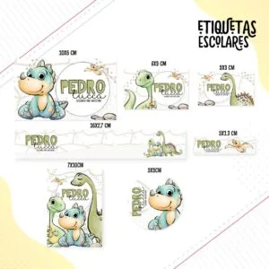 Etiqueta Escolar Dino Menino